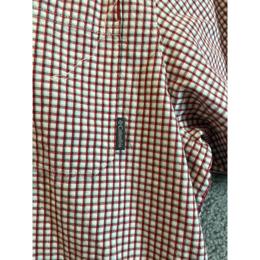 Columbia Shirt Mens Size Large  Button Front Short Sleeve‎ red  Plaid